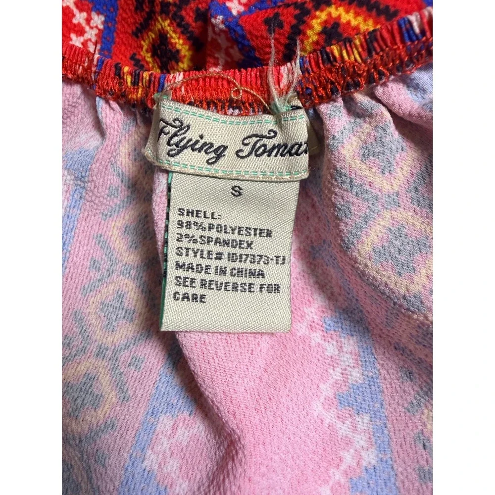 Flying Tomato Halter Boho Maxi Dress Women Small Red Geometric Tribal Print - Picture 6 of 9